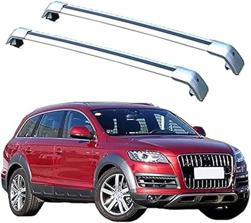 Dachträger-Querträger für Audi Q7 5 4L SUV 2006-2015, Relingquerträger aus Aluminium, abschließbarer Relingträger, Autodachzubehör, Gepäcktransportträger, B/Silber (B/Silber normal)