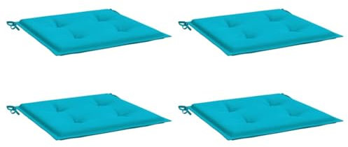 vidaXL Lot de 4 Coussins de Chaise de Jardin, Galettes de Siège Antidérapantes, Décoration Terrasse Patio Extérieur, Turquoise 40x40x4cm Tissu