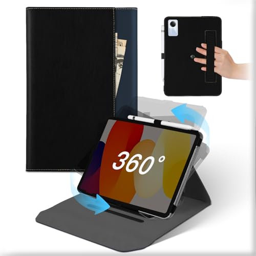 Cover Per Xiaomi Redmi Pad SE 11 Pollici 2023 Tablet, Custodia Pelle Rotante 360°Supporto con Supporto Matita & Tasca, Libro Protettiva Auto Svegliati/Sonno Case Redmi Pad SE 11 Pollici Nero Blu