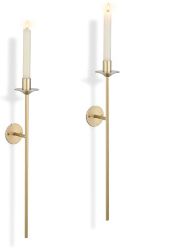 Sziqiqi Kerzenhalter Wand Gold Metall: Wandkerzenhalter Modern für Stabkerzen 2 Stück Kerzenständer Wand für Wanddeko Badezimmer Wohnzimmer Schlafzimmer Esszimmer