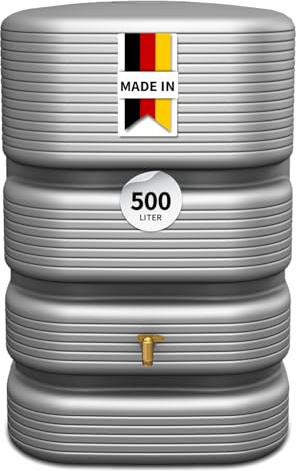 4rain Quadro Regentonne 500 Liter betongrau Wandtank, Wassertank, Regenfass | Regenwassertonne, Wasserbehälter, Fass, Regenwassertank, Wasserfass, Wassertonne, Wassertonnen für Garten