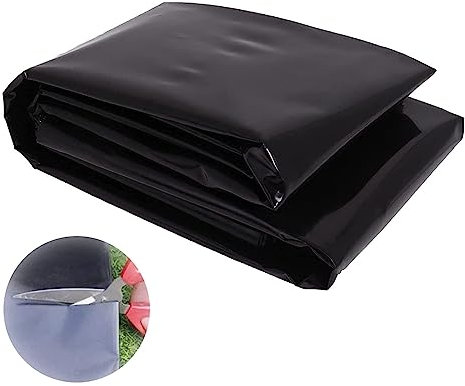 Rivestimento per laghetto flessibile in HDPE nero, resistente ai raggi UV, pellicola impermeabile per stagni Koi e giardini acquatici, resistente, per piscine da giardino, 3 x 8 m