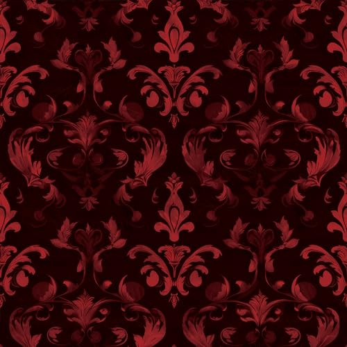 FLFK Gothic Wallpaper Peel and Stick Vintage Red Contact Paper 40cmx162cm | Vinyl Self-Adhesive Removable Wallpaper for Kitchen Bathroom Bedroom Shelf Cabinet Countertops Decor