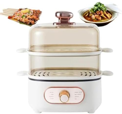 Mixtric Olla Eléctrica 2 En 1, Vaporera De 1200 W, con Capacidad De Cocción De 10,5 L Y Dos Niveles De Vapor, Tres Niveles para Bollos Y Ollas Calientes,Blanca