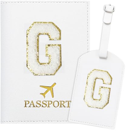 Generisch ZVRSUA Porta Passaporto Bianco ed Etichette per Valigie con Lettere,Custodia Passaporto Italiano da Viaggio per Donne, Accessori Viaggio Regalo per Donna/Adolescenti/Ragazze（G