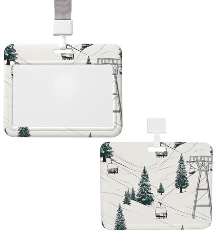 Porte-badge coulissant avec lanière – Porte-carte d'identité vertical avec motif sapin – Étui en plastique avec fenêtre transparente – Pochette de protection pour cartes de nom, infirmière, enseignant