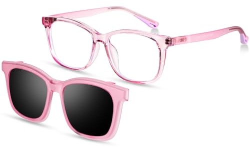 Beipegin Lunette Anti Lumiere Bleue avec Clip Solaire pour Lunettes de Vue, Lunette de Lecture Outdoor Glasses pour Garçons Filles