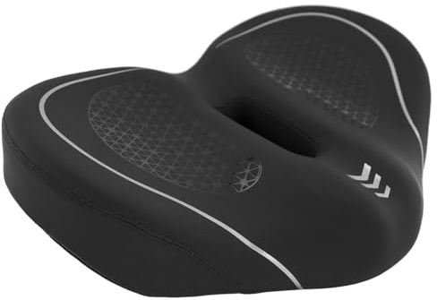 MidGard Nasenloser Fahrrad-Sattel mit extra Breiten und gepolsterten Fahrradsitz mit Gummifedern, mit O-Zone-Aussparung
