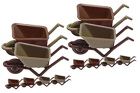 BESPORTBLE 12pcs Miniature Wheelbarrow Model Mini Wheelbarrow Toy for Garden Decoration Doll House Accessories Micro Landscape Decoration