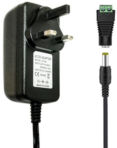 Tesfish 12V 4A Power Adapter Transformer 48W Power Supply 5.5 x 2.1/2.5mm for CCTV, Camera, Router, 5050 2835 LED Strip Lights