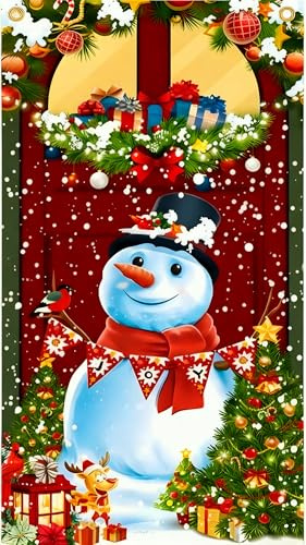DvBCNMe 180x90 cm Weihnachtsdeko Tür, Türdeko Weihnachten, Weihnachten Dekoration, Weihnachten Türabdeckung, Winter Deko für Haustür und Party,Winter Neujahr Toilettentür Deko