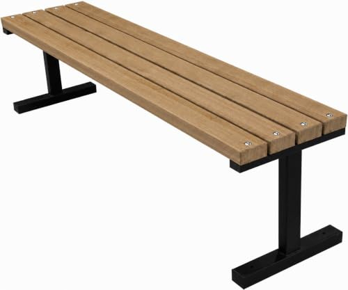 Primario Grande Gartenbank Holz ohne Rückenlehne, 125 cm - Eiche | Massives Fichtenholz & pulverbeschichteter Stahl, bis 500 kg, wetterfest, Sitzbank für Garten, Terrasse & Park, Boston-BO
