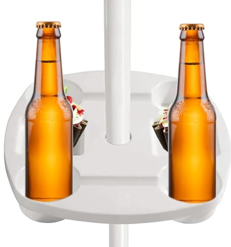 Beach Umbrella Table, Adjustable Tray With Hole, This Exterior Made Of Sturdy ABS Material, Serve Snack Or Drink