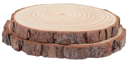 HOMSFOU Runde Gartentrittsteine 2 Stück Holz Baumscheiben 2cm Dicke für Garten Terrasse Außenbereich Gehweg Rasenpflaster