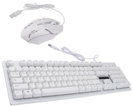 ABOOFAN Ensemble Clavier et Souris Mécaniques Filaire pour Gamer Clavier 104 Touches et Souris 4 Boutons en Plastique Résistant à l'usure Bureau et Café