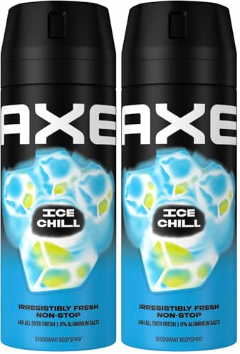 Axe Bodyspray Ice Chill Deo ohne Aluminium sorgt 48 Stunden lang für effektiven Schutz vor Körpergeruch 150 ml (Packung mit 2)