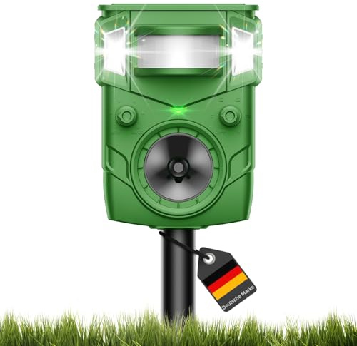 Katzenschreck, Maulwurf Vertreiber, Ultraschall Tiervertreiber, Solar Katzenabwehr für Garten, Abwehr Wasserdicht mit Bewegungsmelder, Stoppen von Katzen, Ratten, Vögel, und Andere, 5 Modi