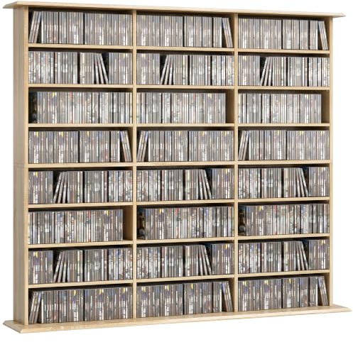 HOMCOM Rangements pour CD et DVD 145x24x126,3cm Chêne