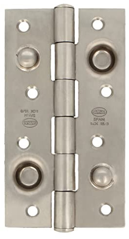 Amig - Charnière De Sécurité | 150 X 82 X 3 mm | Bords Carrés | Bords Plats | Charnières De Porte Pour Entrée Sécurisée | Acier Inoxydable 18/8 Plaqué Argent Mat
