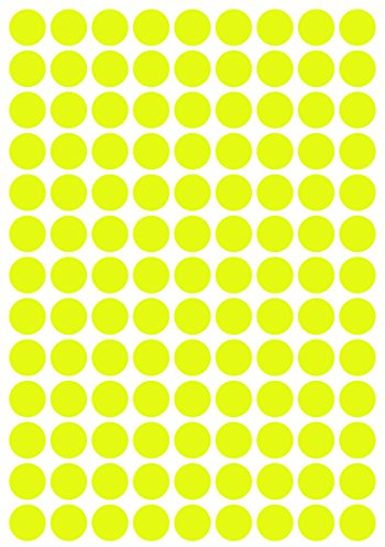 234 Klebepunkte, 20 mm, Neon gelb, aus PVC Folie, Markierungspunkte, Punkt, Vinyl, leuchtend, rund, selbstklebend
