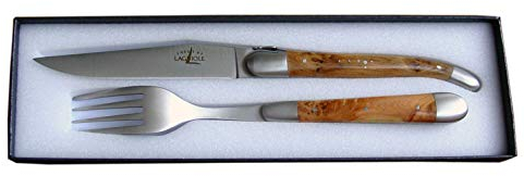 Forge de Laguiole Besteck (Messer -Essgabel) | 2 Mitres - Wacholder - Finish Matt