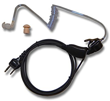 vhbw Headset kompatibel mit Intek H-520, MT-5050 Funkgerät - schwarz, Transparenter Akustikschlauch