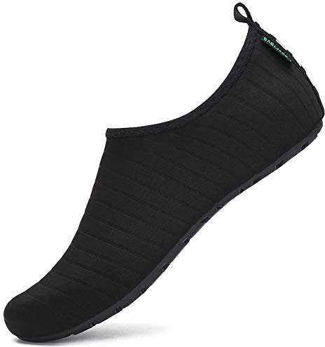 SAGUARO Damen Herren Badeschuhe Wasserschuhe Schwimmschuhe Männer Frauen Barfußschuhe für Strand,Pool,Meer,Wassersport,Surfen,Aqua Cycling,Segeln,Bootfahren,Windsurfen(Schwarz,40/41 EU)