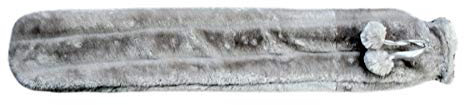 Olivia Rocco Extra Long Hot Water Bottle with Super Soft Faux Fur Cover 72 cm Thermotherapy 2L Pure Natural Rubber, Silver