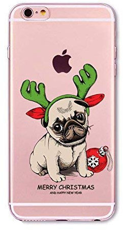 L-FADNUT Kompatibel mit iPhone 7 iPhone 8 und iPhone SE2020 Handyhülle Klar Weihnachten Motiv Muster Hülle Niedlich Silikon Stoßfest TPU Ultra Schlank Dünne Schutzhülle für iPhone 7/8/SE2020, Hund