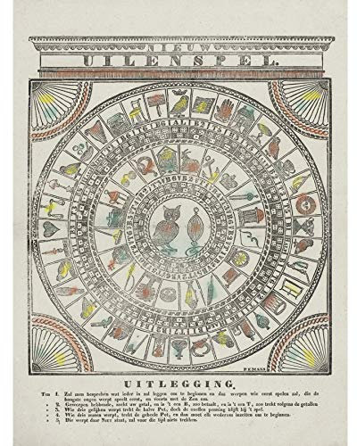 Artery8 Paulus Emans New Owl Game Vintage Board Game Large Wall Art Poster Print Thick Paper 18X24 Inch Jahrgang Wand Poster drucken