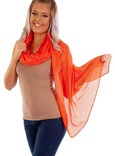 DOLCE ABBRACCIO by RiemTEX ® Schal Damen PRIMA DONNA Stola Tuch aus Wildseide Tücher in 31 Unifarben Halstücher Seidentuch Schals Damen Halstuch Seidenschal (Orange)