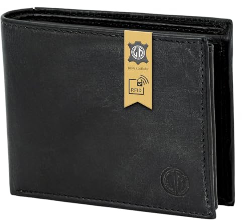 LINDENMANN Geldbörse Herren/Portemonnaie Herren Leder Geldbeutel schwarz