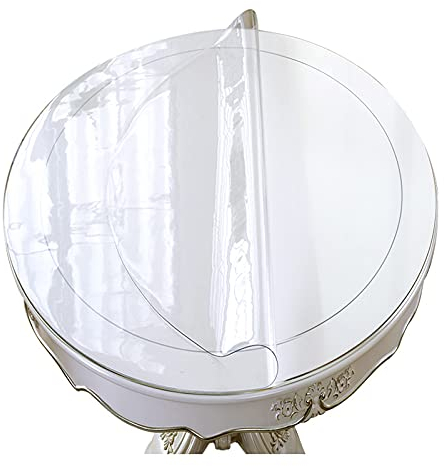 Cubierta De Mesa Grueso Limpiable,Mantel Vinilo Plástico 1,5mm,Almohadilla Protectora De Cristal Transparente,para Picnics,Fiestas,Banquetes,manteles Redondo Impermeable,110cm/43in