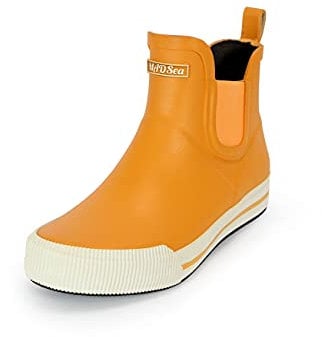 MADSea Unisex Gummistiefelette Short Story | Regenstiefel Gummistiefel Gartenschuhe Wasserdicht Segelstiefel | Kurzer Schaft Knöchelhoch, Gelb/Weiß, 38 EU