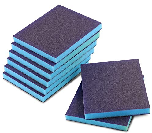 Pack of 8 Sanding Sponge with 120 Grit, Jamiikury Fine Sanding Blocks, Washable and Reusable, Wet Dry Sandpaper Sponge for Wood, Metal, Furniture, Paint and Drywall