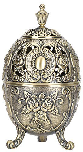 Joyzan Vintage Incense Holder, Decoration Retro Metal Burner Decorative Aromatherapy Frankincense Insence Corn Backflow Smoke Stick Home Iron Art Lid Stove Bowl Ash Catcher Tray Charcoal Sandalwood