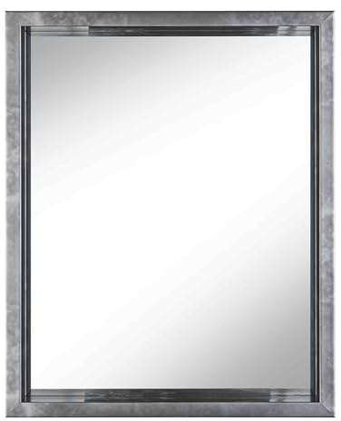 nielsen Burr Rectangular Wall Mirror Metallic Silver 54x44cm, Profile Depth 8cm, with Hanger