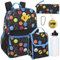 Trail maker Juego de mochila escolar 6 en 1 para niños con fiambrera, estuche para lápices, botella de agua, llavero adjunto, Silly Smileys, Large