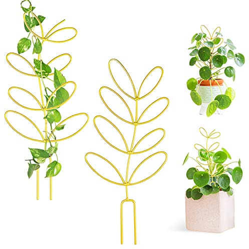 Pflanzengitter für Kletterpflanzen, 2 Stück, Garten-Rankgitter 30,5 cm, Blattform, Pflanzengitter, Metalldraht, Pfahl für Topfpflanzen, Zimmerpflanze, Hauspflanze, Mini-Rose, Pflanzenliebhaber,