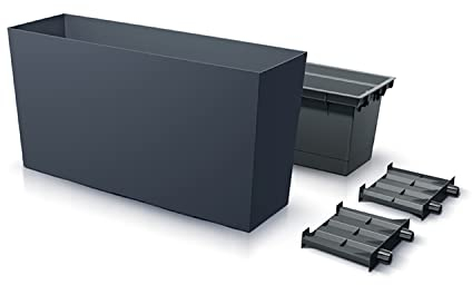 Prosperplast Urbi Case Middle Pflanzkübel mit Innentopf Pflanztrog Blumentrog für Innen- und Außenbereich Rechteckig Kunststoff 770x406x235mm 27L (Anthrazit)