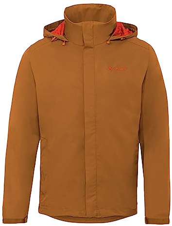 VAUDE Escape Light Regenjacke Herren wasserdicht – Leichte 2-Lagen Jacke mit verstaubarer Kapuze, winddicht und atmungsaktiv, silt brown,S