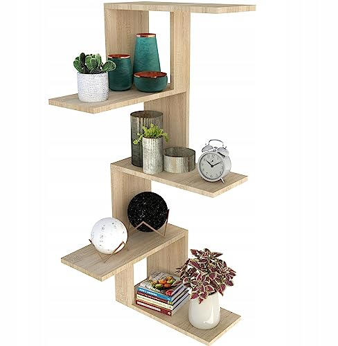KUBUTKU Eckregal Wandregal Hängeregal 115x47x21 cm Mordern Design Deko Regal Bücherregal für Wohnzimmer Schlafzimmer Büro und Küche (Sonoma Eiche)