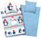 Aminata kids Kinderbettwäsche 135x200 Pinguin Eisbär Biber Flanell Baumwolle, Reißverschluss, 2 teiliges Kinder-Winter-Bettwäsche-Set warm, weich lustige Polar-Bär | Nordpol Tier-Motiv