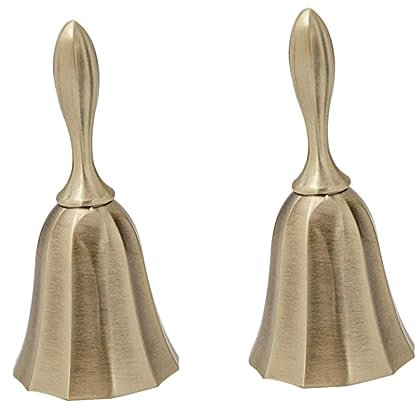 STOBOK 2Pcs Ornamento Jingle Table Bell Belldinner Vintage Handle Indoor For Animal Cucina Tenuto Campane Metallo Aula Con Decorazione Del Partito Dorato Palmare Scrivania Lega