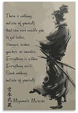 FGRID Miyamoto Musashi Poster: Asiatisch, Samurai Zitat, Schwarz, Rechteckig, Wandmontage, Mehrere Räume, Ungerahmt, 45.7 x 30.5 cm