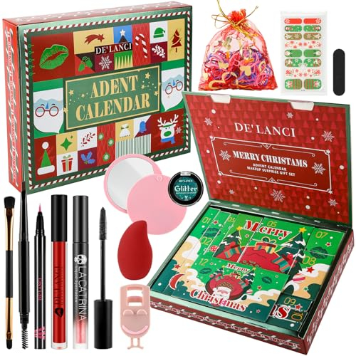 Adventskalender 2024 Frauen Make-up|DE'LANCI Beauty Adventskalender Weihnachten 12-tägiges Herunterzählen|Weihnachtsgeschenke für Mädchen|Adventskalender 2024 Frauen Neujahr Countdown