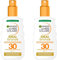 Garnier Ambre Solaire Ideal Bronze Sonnenschutzspray für Gesicht und Körper LSF 30, hoher Schutz gegen UVA, UVB, wasserfeste Formel mit Melanin-Aktivator, intensive Bräunung, 2 Flaschen à 200 ml