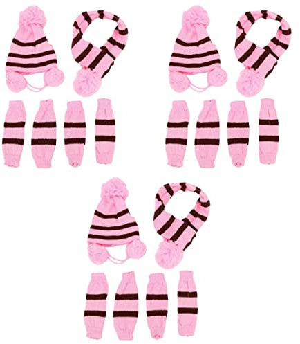 FRCOLOR 3 Sätze Festival-Strpe-Kleidung Beinwärmer Für Hunde Hund Warmes Kostü Hunde Weihnachtsoutfits Socken Für Katzen Winterkostü ütze Für Beanie- ütze Weihnachten Schutz