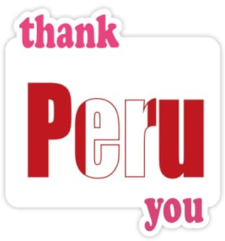 Aufkleber mit Aufschrift Thank You, Motiv Flagge Peru, Art Deco