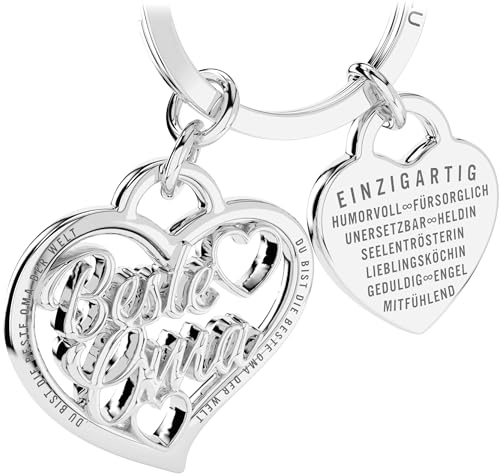 LANOLU Schlüsselanhänger Beste Oma, Anhänger beste Oma Schlüsselanhänger, Geschenk für Oma zum Muttertag, Geburtstagsgeschenk für Oma, Herz mit Eigenschaften deiner Oma